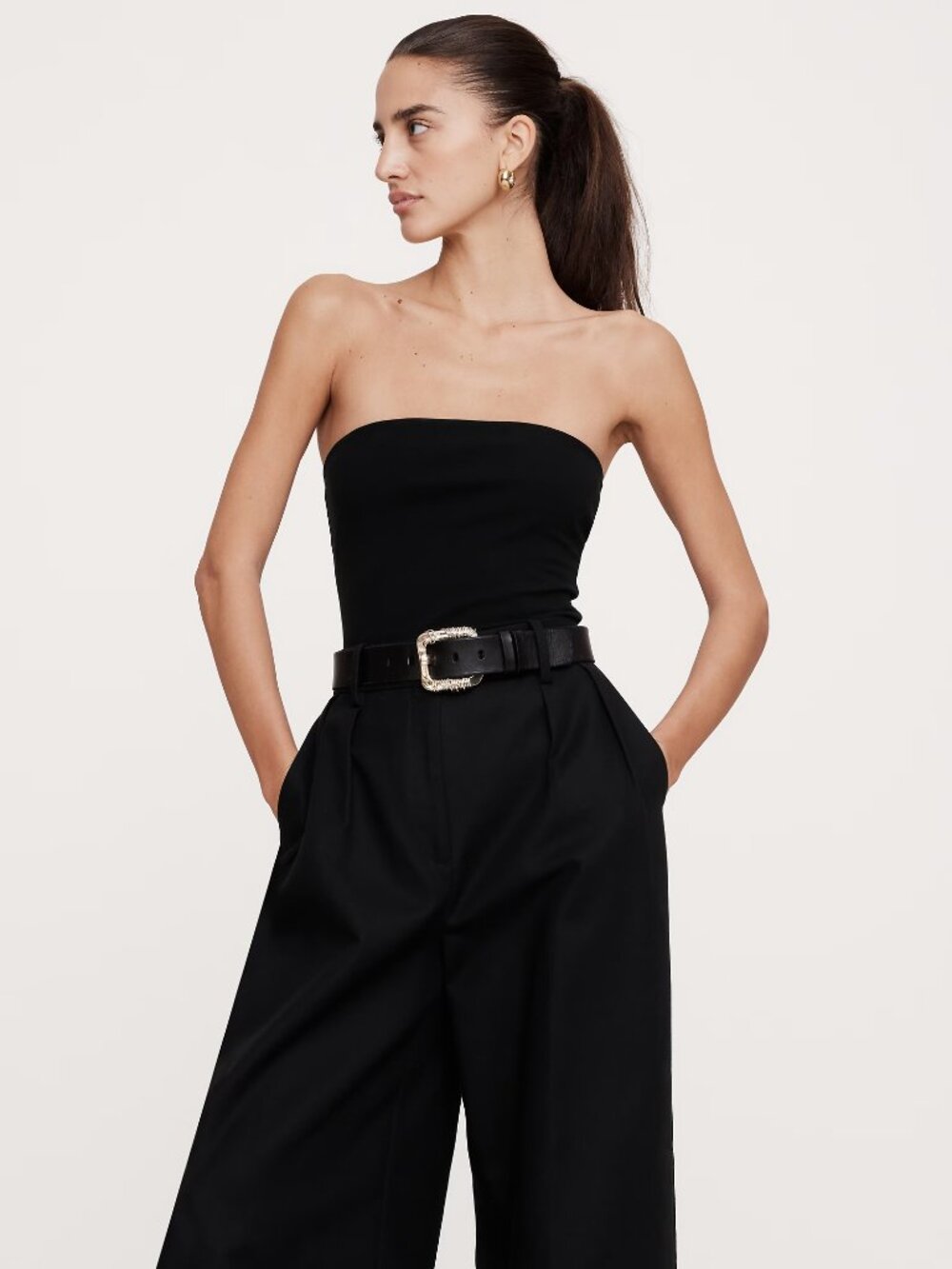 NWT!!! Banana Republic Black Refined Knit Lined Strapless Tube Top XL